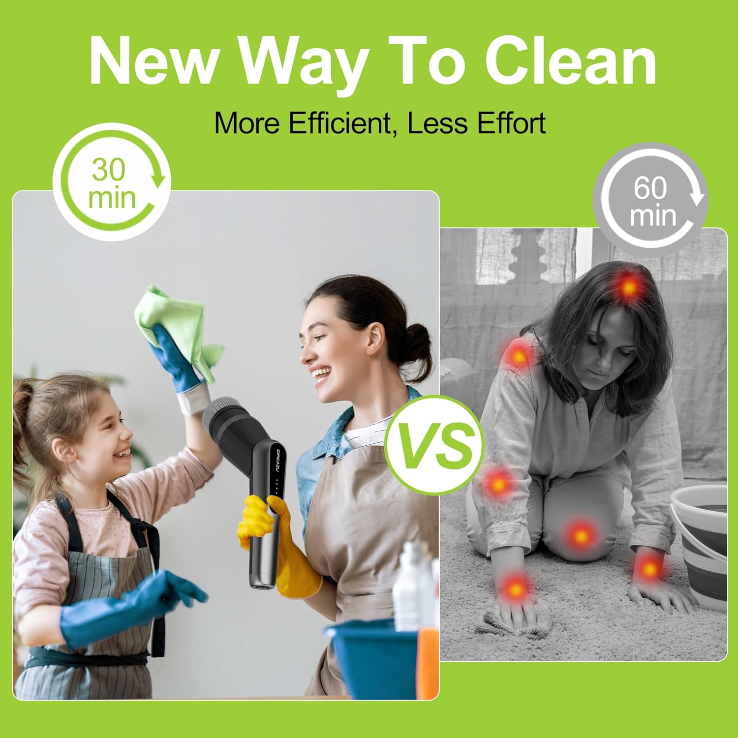 Detalle 2 de Dreazu G2 Electric Spin Scrubber with Extendable Handle and 2 Speeds