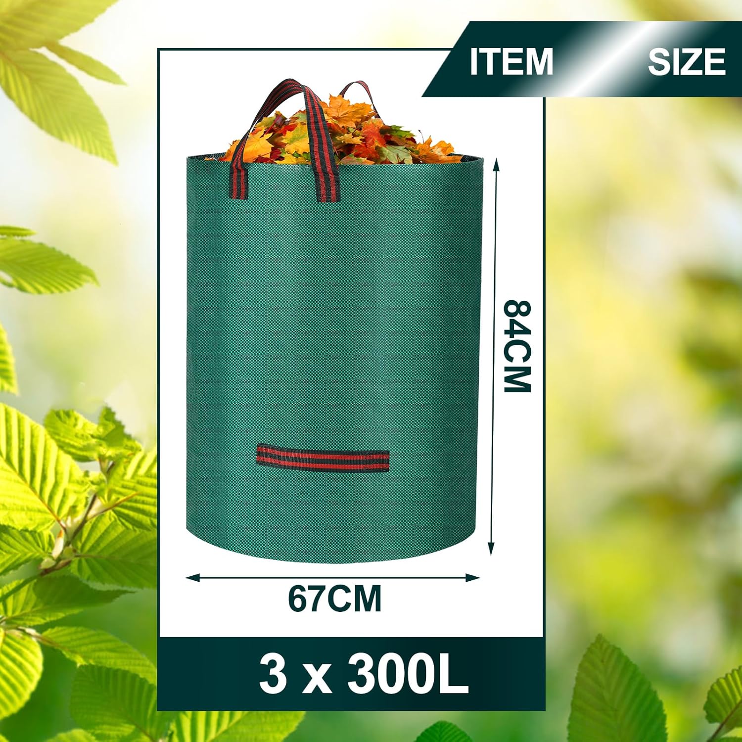 Thumbnail 1 de Reusable 300L Garden Waste Bags 3-Pack — Heavy Duty Waterproof Sacks with Handles