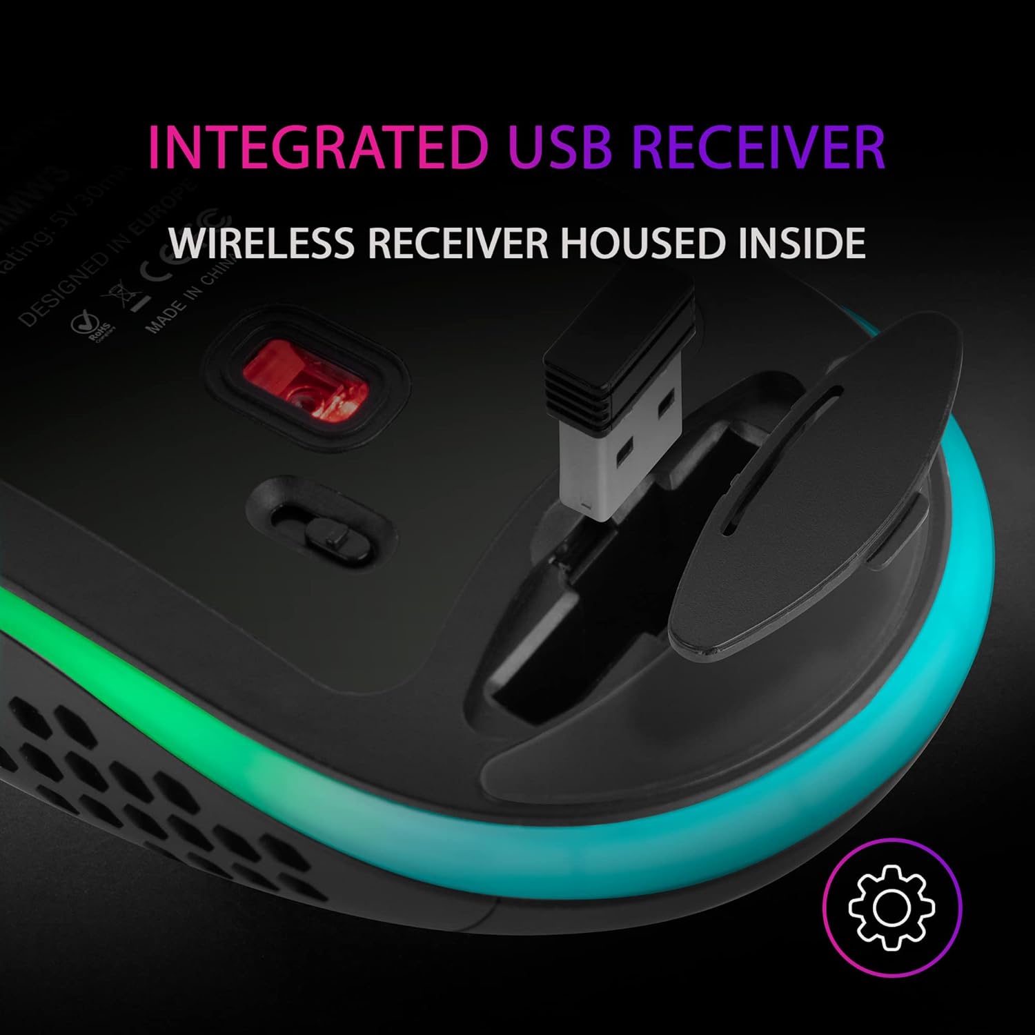 Thumbnail 5 de Mars Gaming MMW3, souris gaming sans fil ultralégère 79 g avec RGB Flow