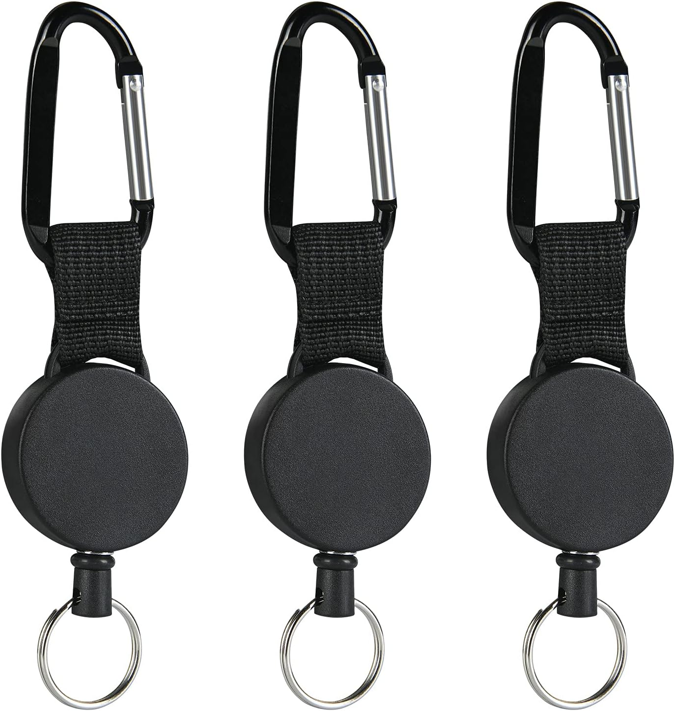 Vicloon Porte-clés rétractable 3 pièces noir