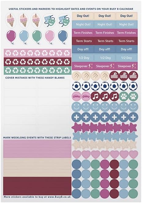 Detalle 1 de Busy B 2026 väggkalender med fågelmotiv, fem kolumner och förvaringsfickor