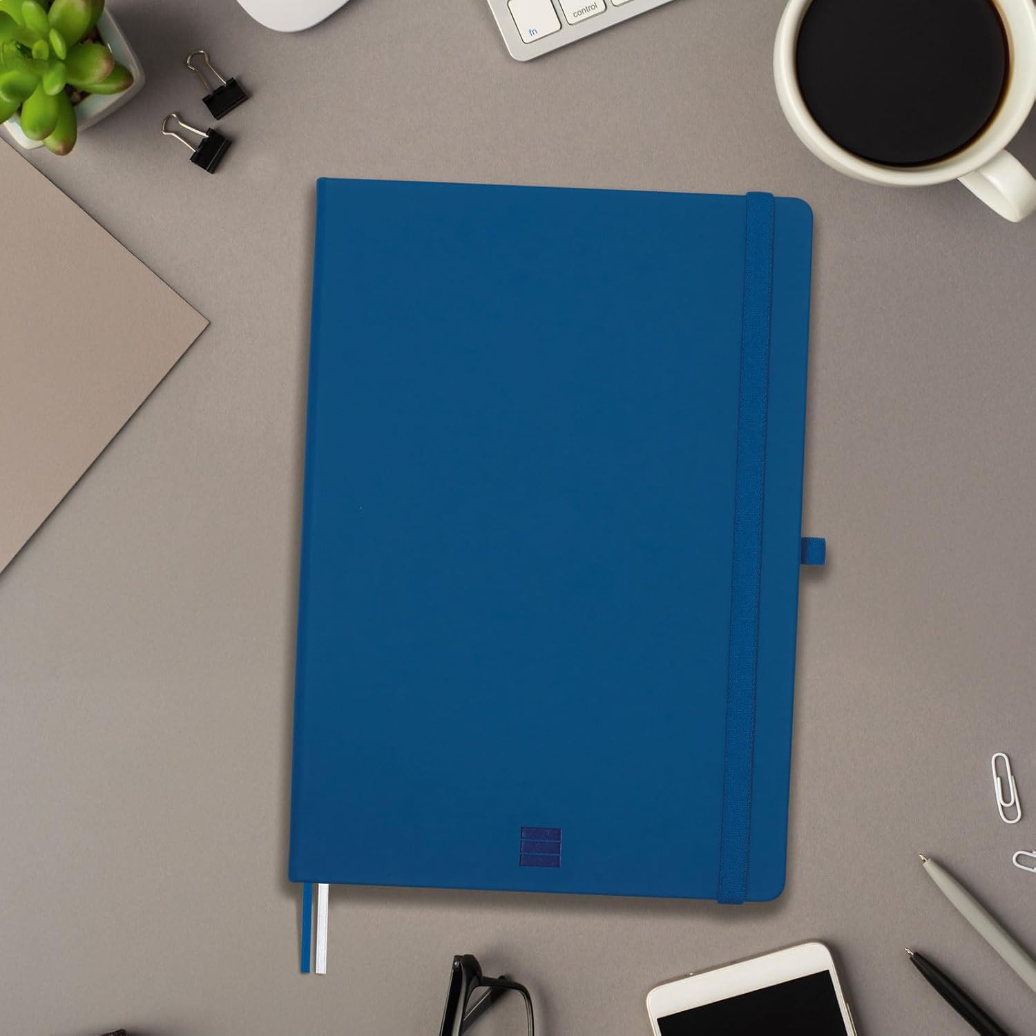 Thumbnail 1 de Finocam Cahier Nexo – Couverture rigide bleu marine, grand format, feuilles microperforées (72 feuilles) avec pochette et passant pour stylo