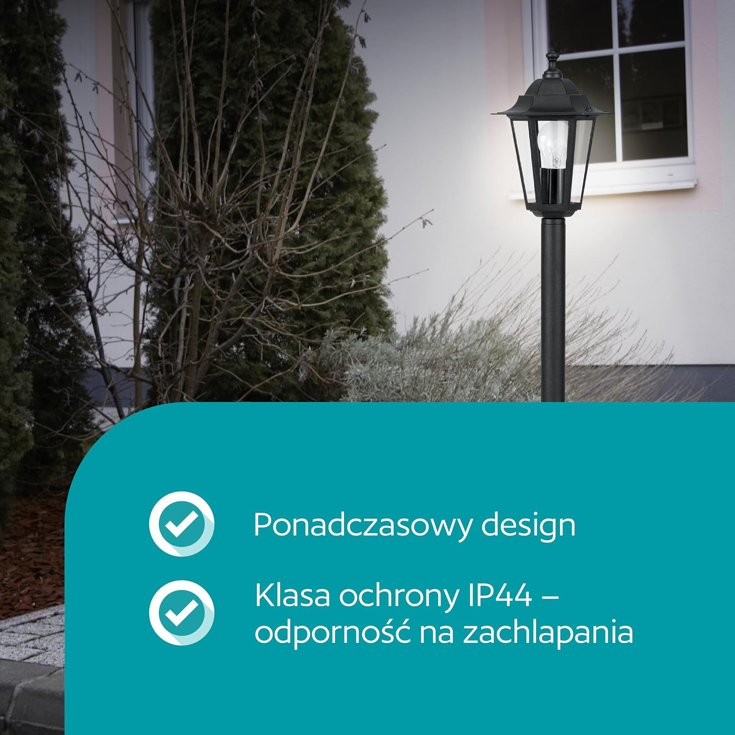 Detalle 2 de EGLO Laterna 4 22144 – zewnętrzna lampa stojąca IP44 z aluminium i szkła