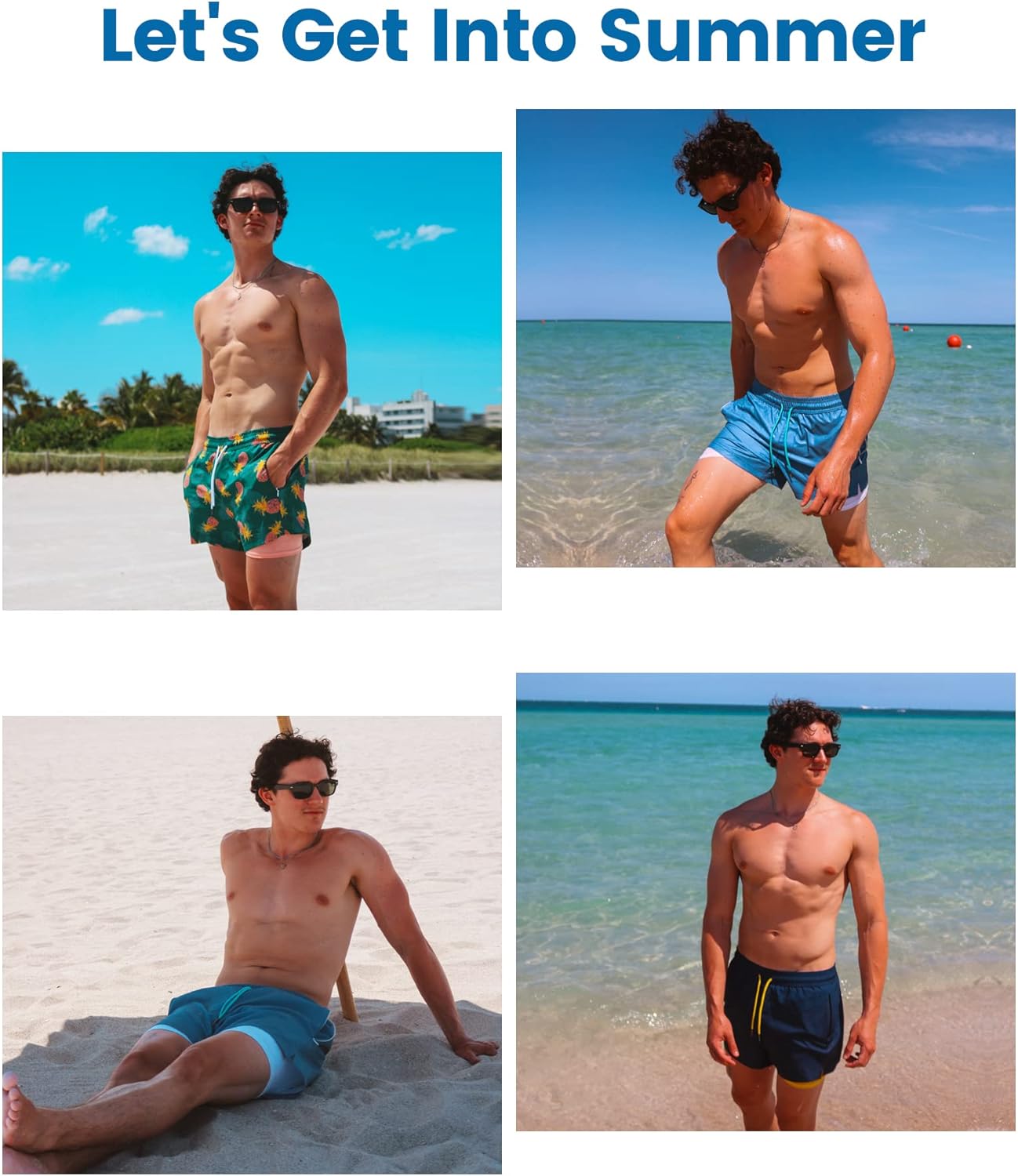 Detalle de maamgic Men's Swim Trunks with Compression Liner: Quick-Dry, 4-Way Stretch, With Built-In Support