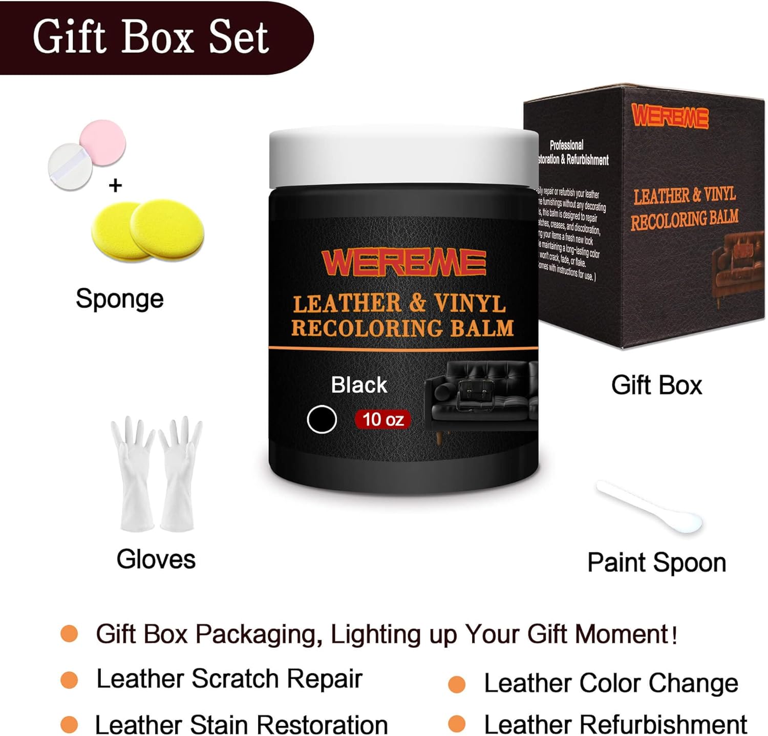 Thumbnail 4 de WERBME Leather Recoloring Balm & Color Restorer – 10 oz (Black)