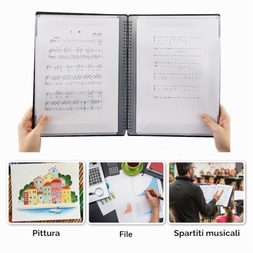 Detalle 2 de Flintronic Porta Spartiti Musicali A4 impermeabile, 60 spartiti, 30 tasche – Nero
