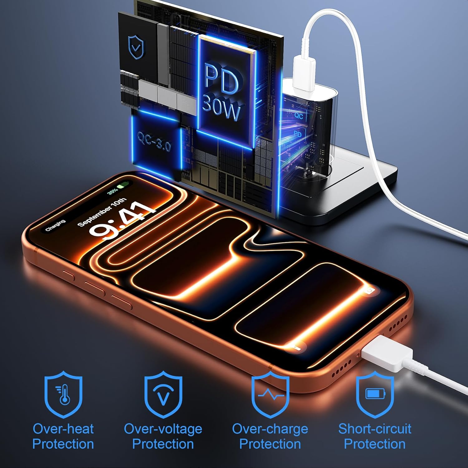Thumbnail 4 de Vilive 30W USB-C Fast Charger with 10ft Cable for iPhone 15–17 Pro Max and More