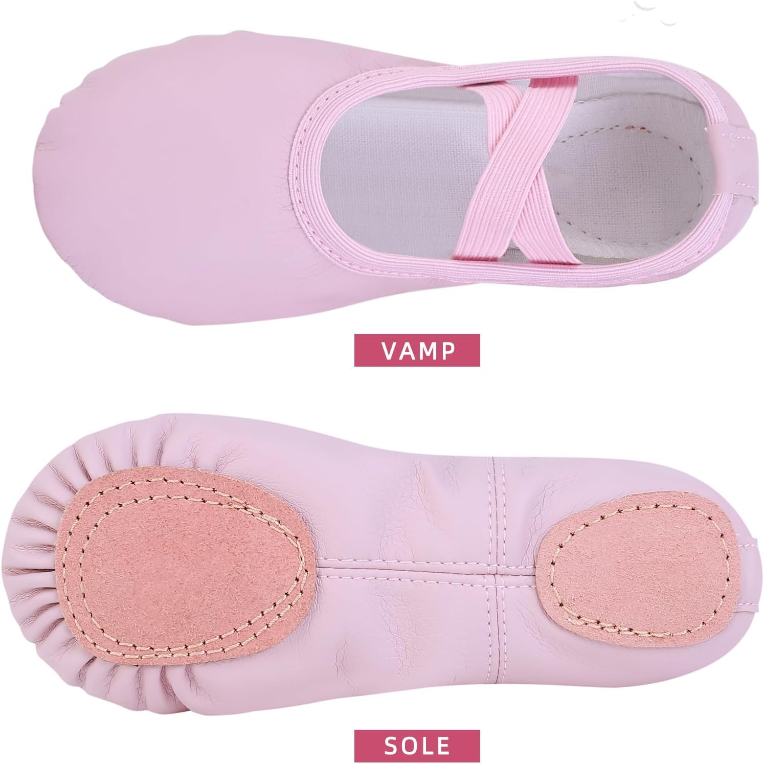 Detalle de Ulicox PU Leather Ballet Shoes for Kids and Adults: Split Sole Dance Flats