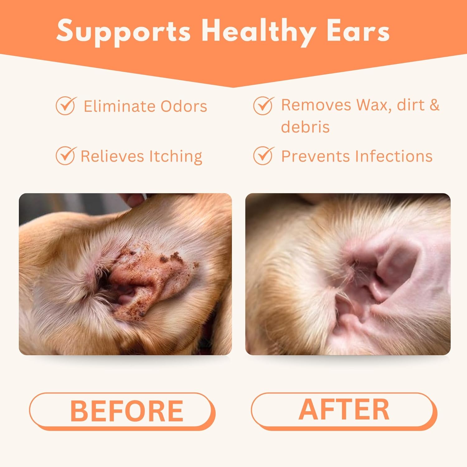 Detalle de Aurelyn Dog Ear Cleaner – 100 Pre‑moistened Wipes for Dogs & Cats
