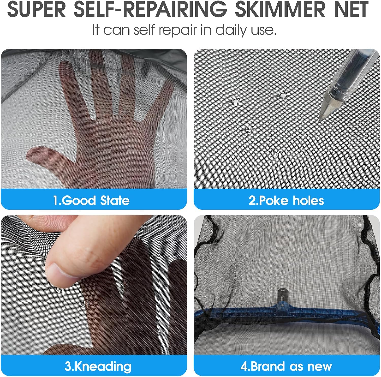 Detalle 2 de TidyMister C001 Pool Skimmer Net with Fine Nylon Mesh and Beveled Lip