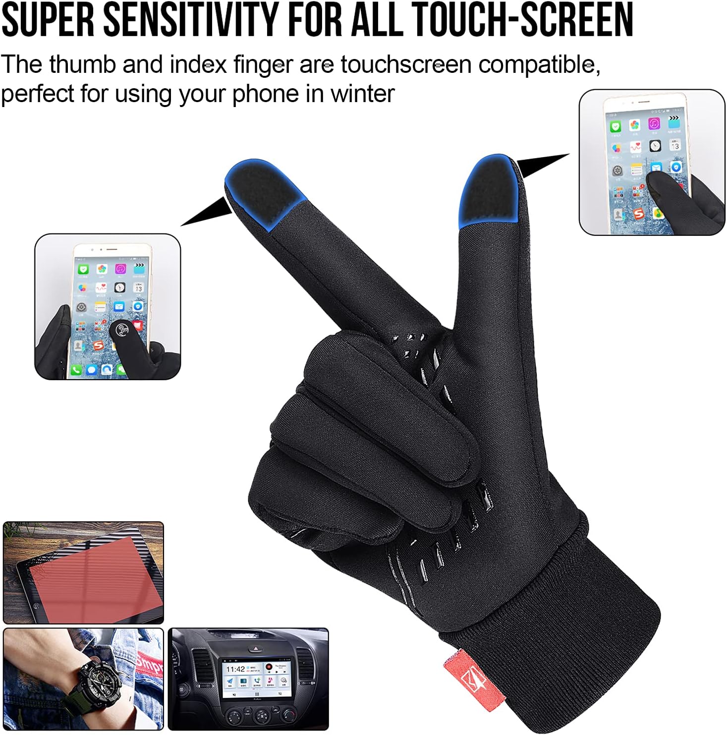 Detalle 2 de Yobenki Warm Winter Gloves touchscreen windproof gloves