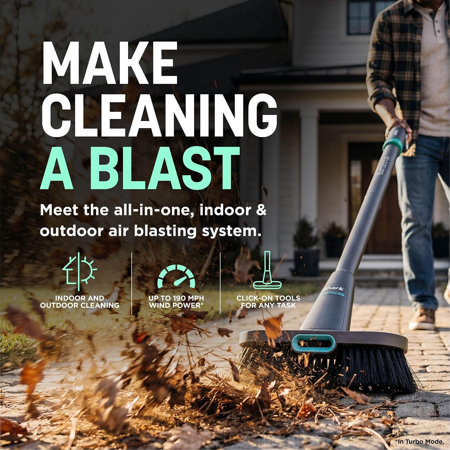 Detalle de Shark BlastBoss All-in-One Cordless Air Blasting System with BlastBroom (AB2111UK)