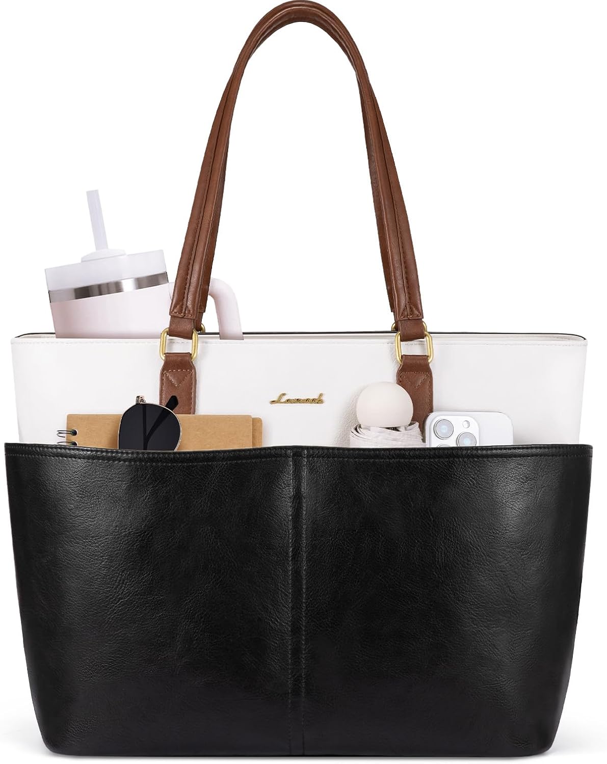 LOVEVOOK Laptop Handbags for Women: Large Tote with 11 Pockets and Vegan Leather