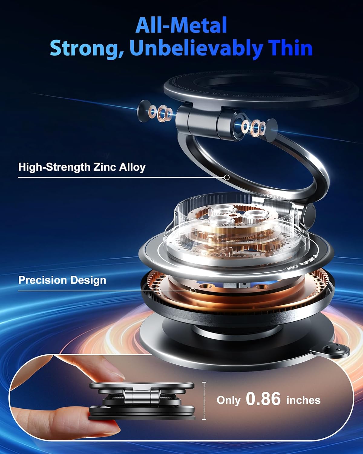 Detalle 2 de Glangeh All Metal Magnetic Phone Holder 360°