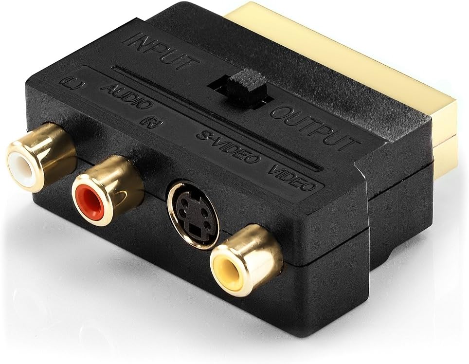 Detalle 2 de deleyCON Scart auf 3X Cinch Buchsen IN/Out Umschalter + S-Video (S-VHS) – Schwarz