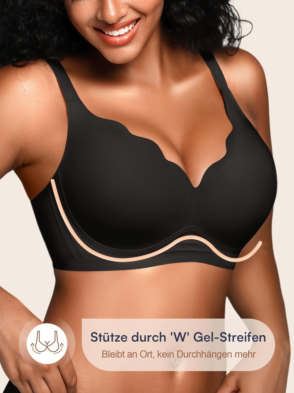 Detalle de Bügelloses BH für Damen ohne Bügel mit Unterstützung – nahtloses Bralette mit gepolsterten 3D-Schalen (A–D)