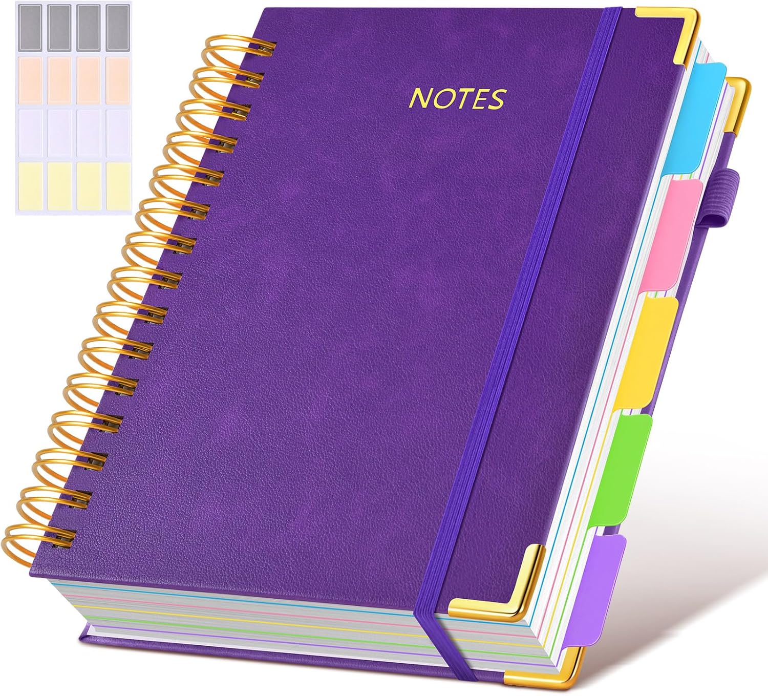 Detalle de dilitego 5-Subject Spiral Notebook, 300 Pages, Leather Hardcover, Removable Dividers