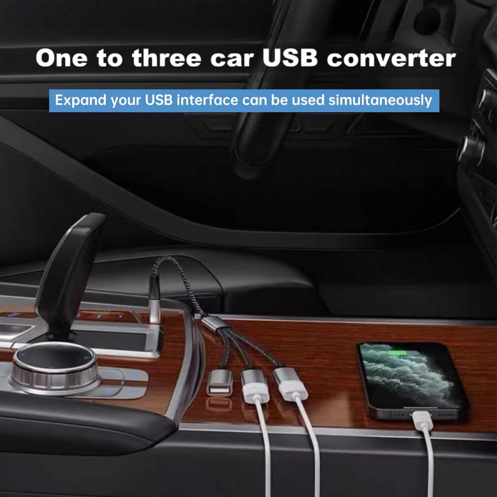 Detalle de USB Splitter with 3 Ports – 1-in-3-Out USB Male to Three Female Extension Hub with Braided Cable