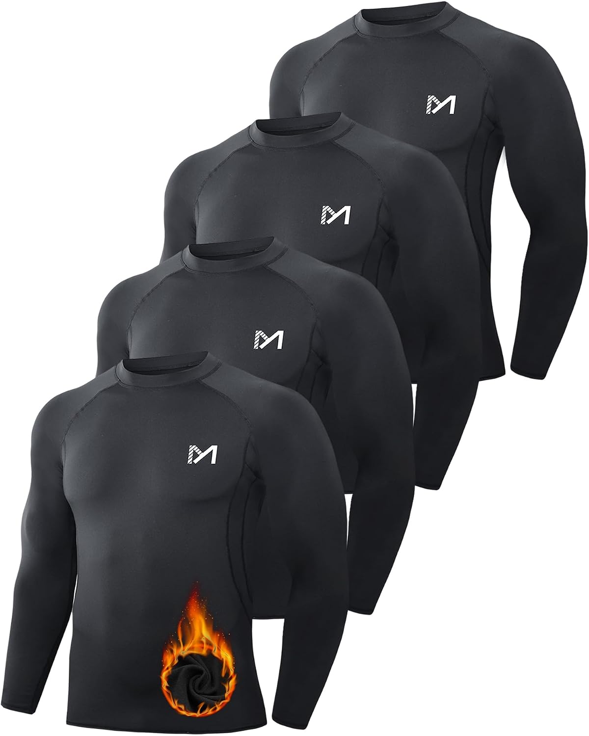 Detalle de MEETWEE Maglia Termica Uomo a Manica Lunga – Baselayer compressiva per corsa, ciclismo e palestra