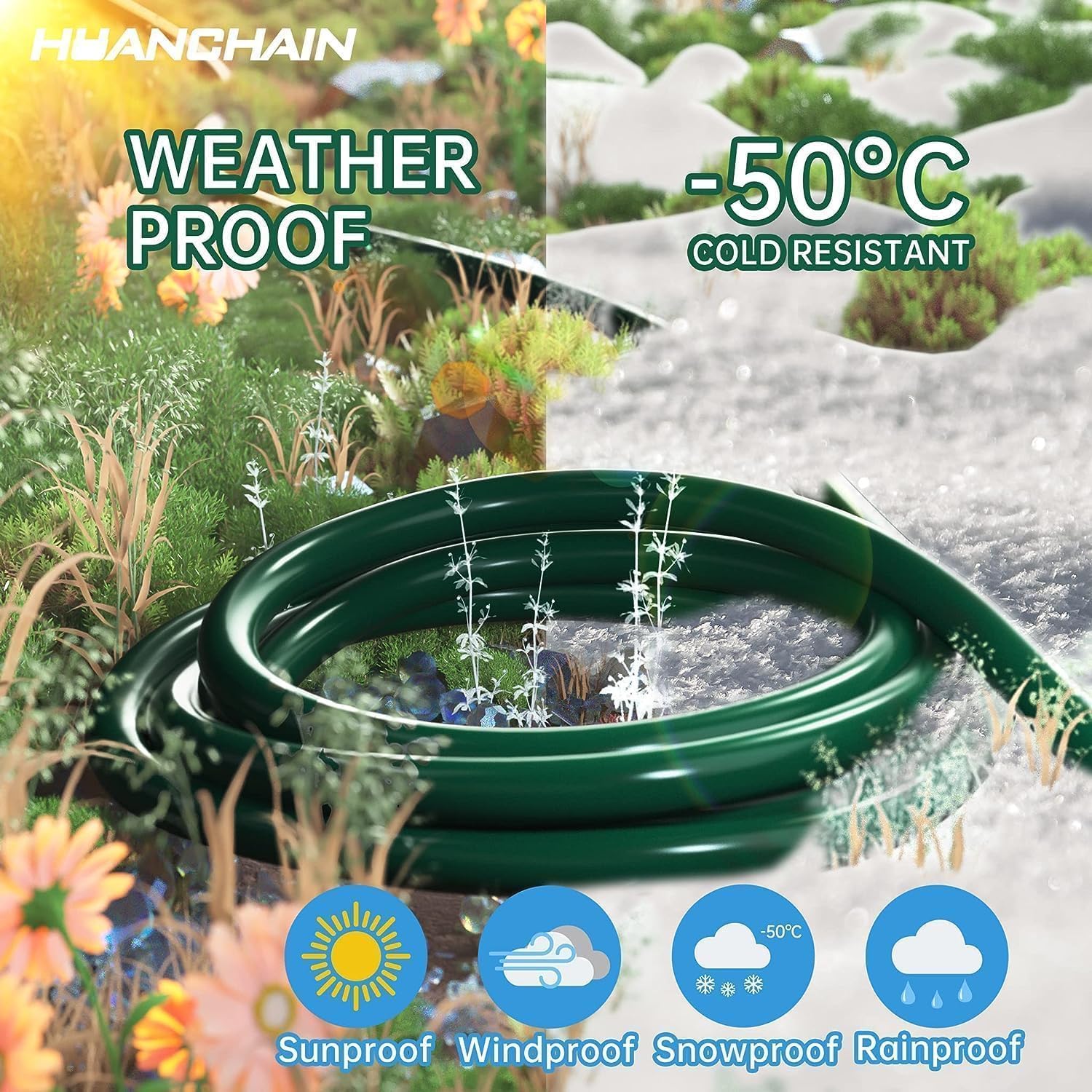 Detalle de HUANCHAIN 16/3 Gauge 150 ft Outdoor Extension Cord, Green, 10A