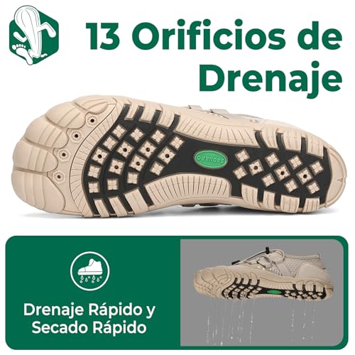 Detalle 2 de SAGUARO Escarpines para Mujer / Zapatillas de Agua con Secado Rápido y Suela Antideslizante (Gr. 39) – Caqui Almendra