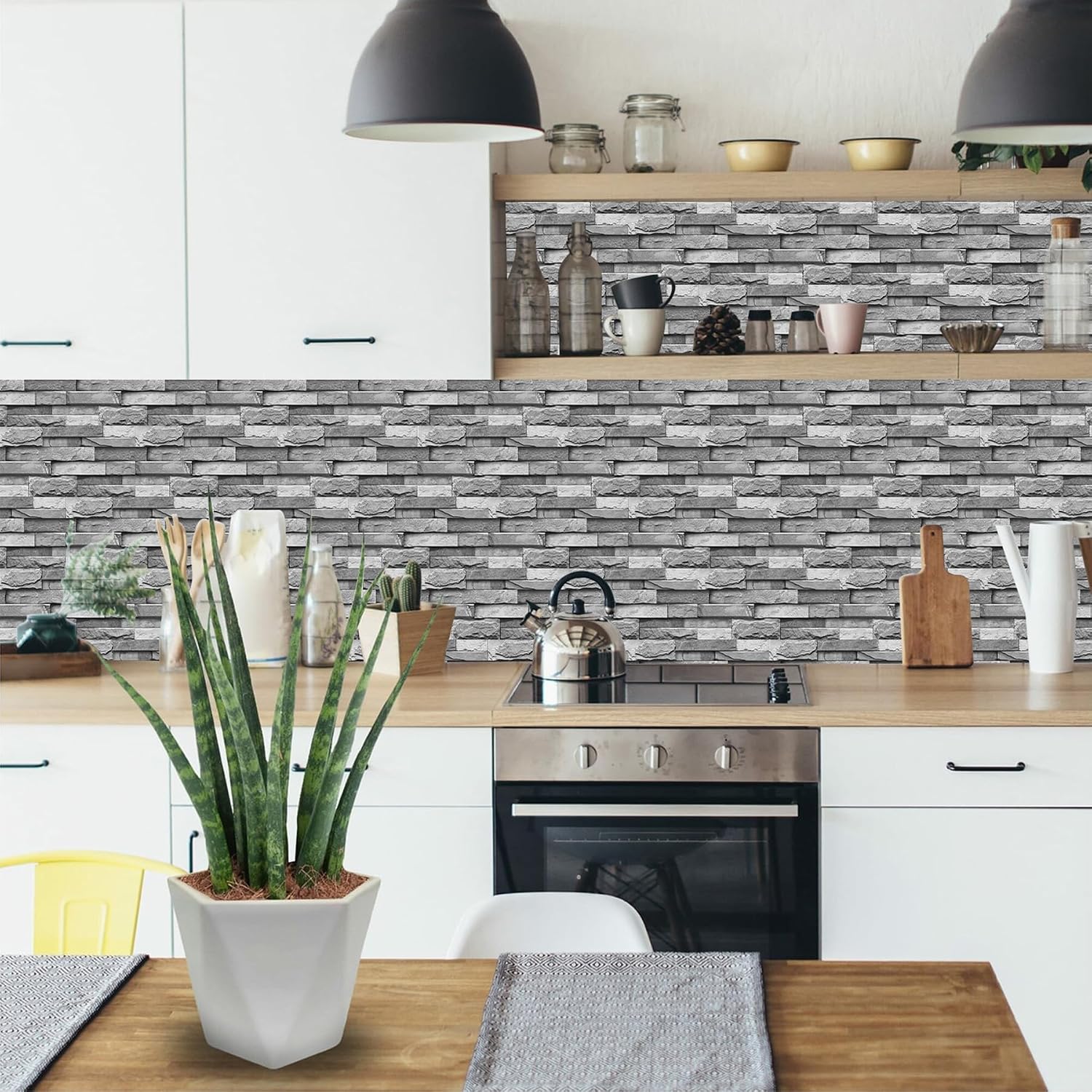 Detalle 2 de 24 Sheets Grey Tile Stickers Peel and Stick