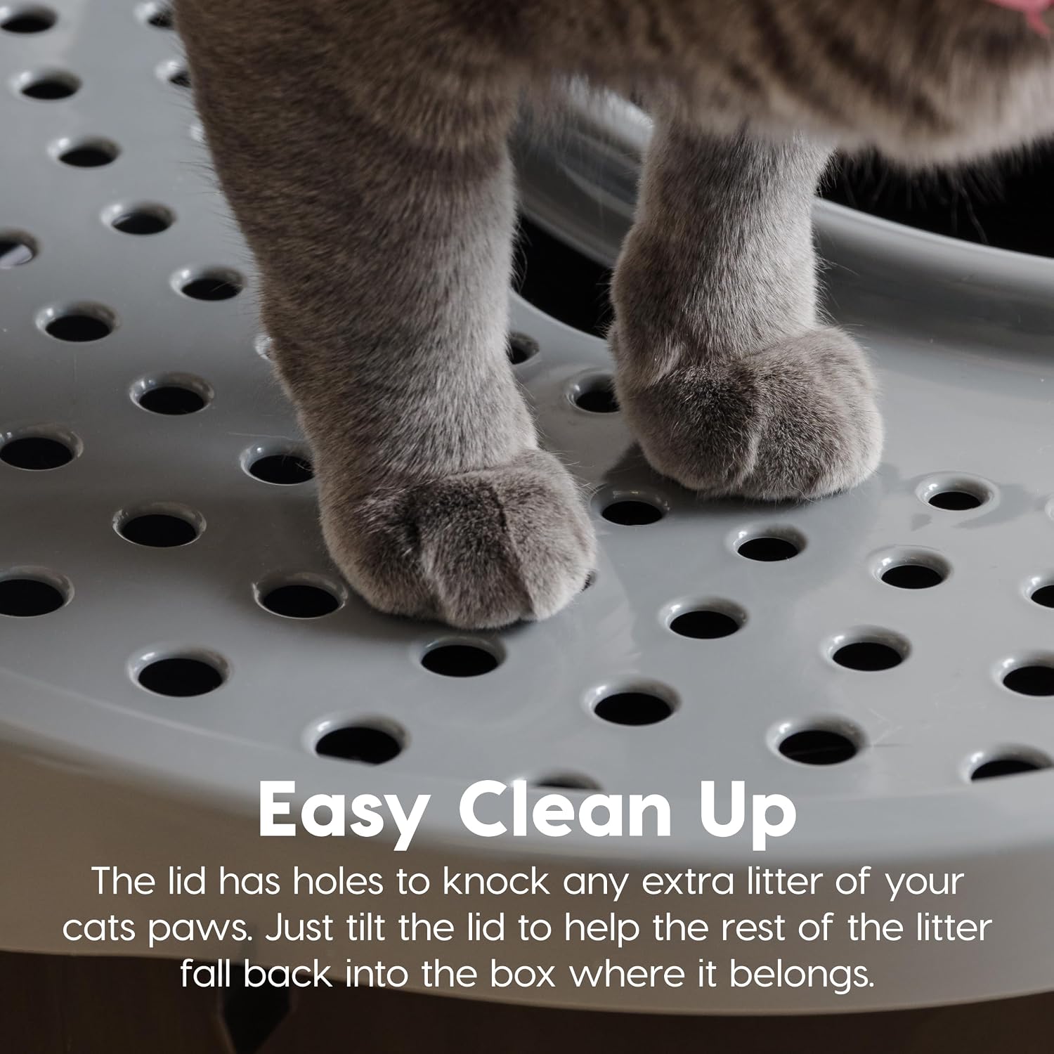 Detalle de IRIS USA 589628 Top Entry Cat Litter Box, Large, Hooded Black/Gray