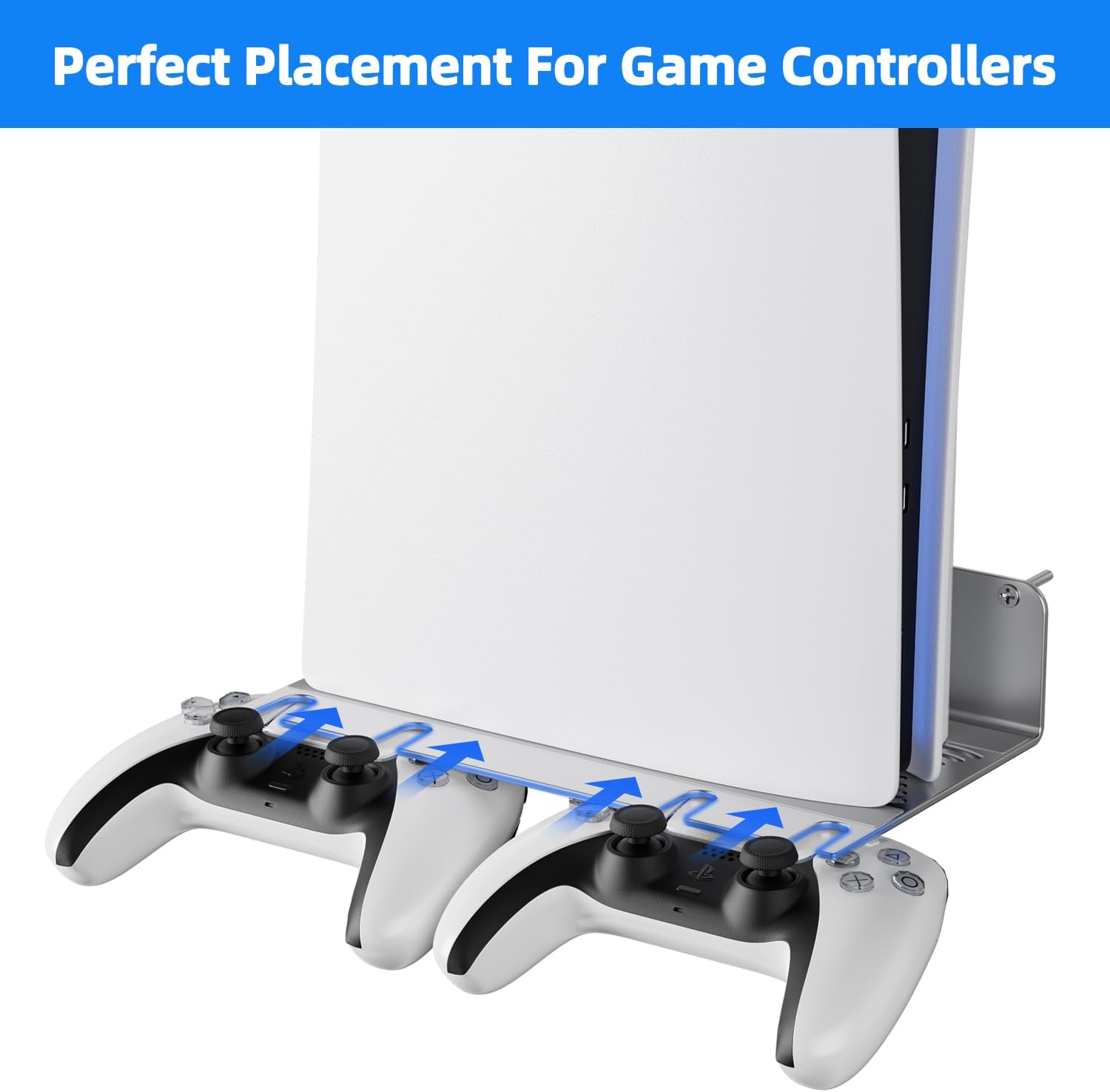 Thumbnail 2 de Bricok PS5 Wall Mount (Aluminium Alloy) for All PS5 Generations, Holds Two Controllers – Silver
