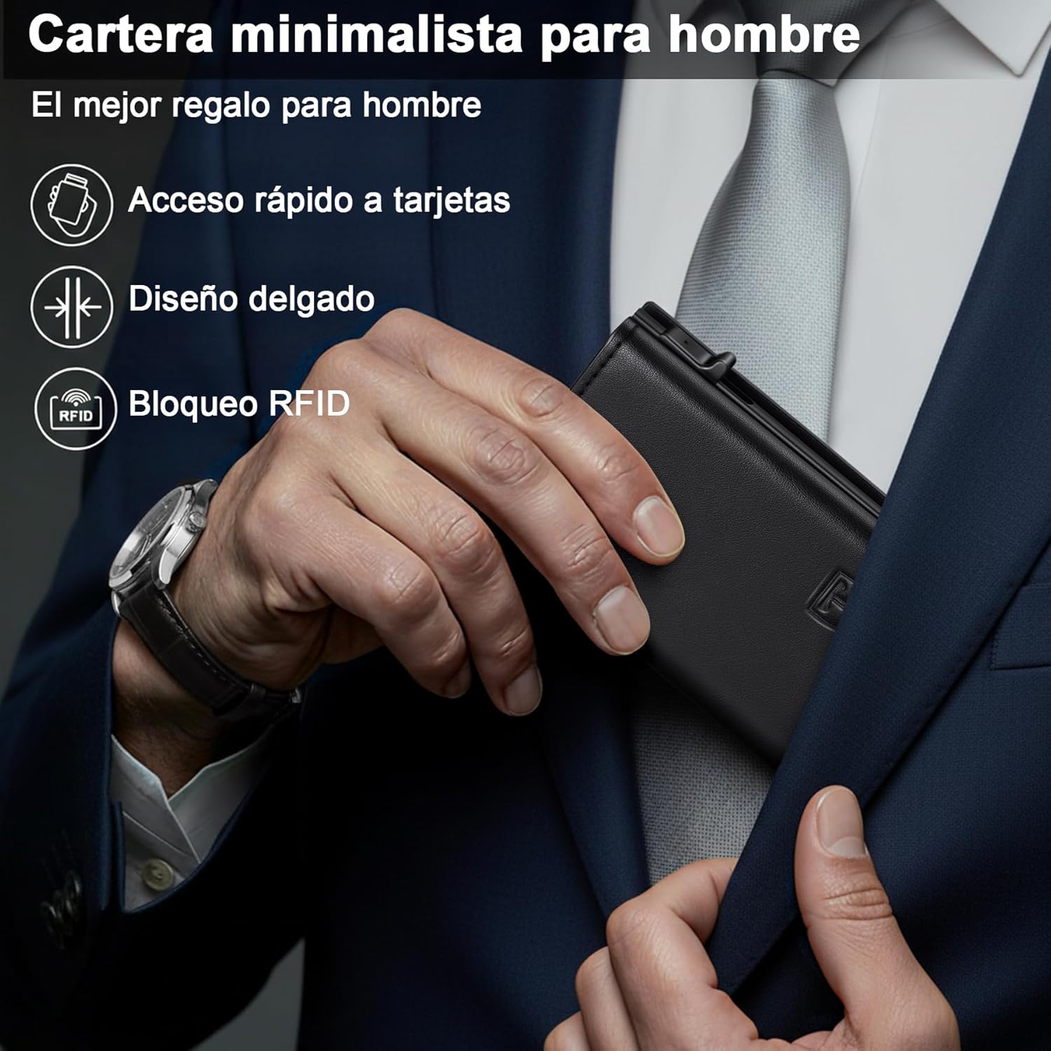 Thumbnail 4 de TENBST Cartera de Cuero con Bloqueo RFID para Hombre