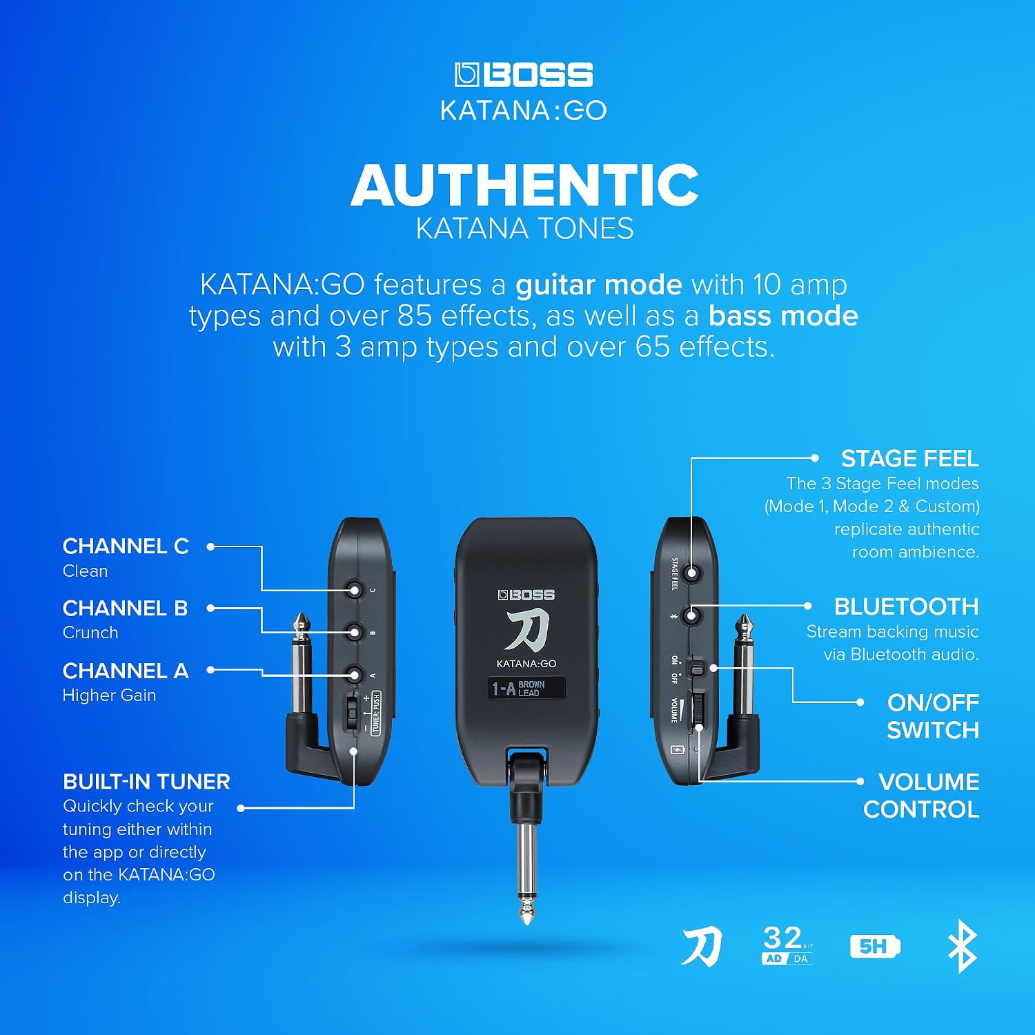 Thumbnail 3 de BOSS KATANA:GO KTN-GO2 Headphone Amp for Guitar & Bass with Bluetooth