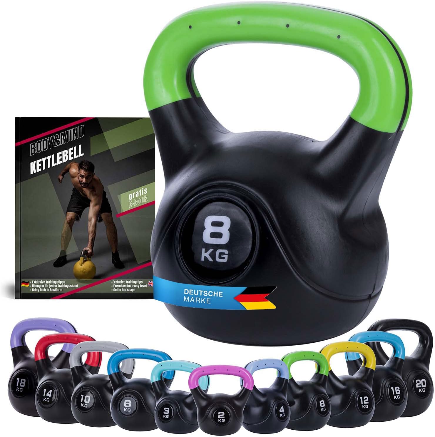 Thumbnail 6 de Body & Mind® Kettlebell Kugelhantel 2–20 kg – Workout-Gewichtshantel aus Kunststoff