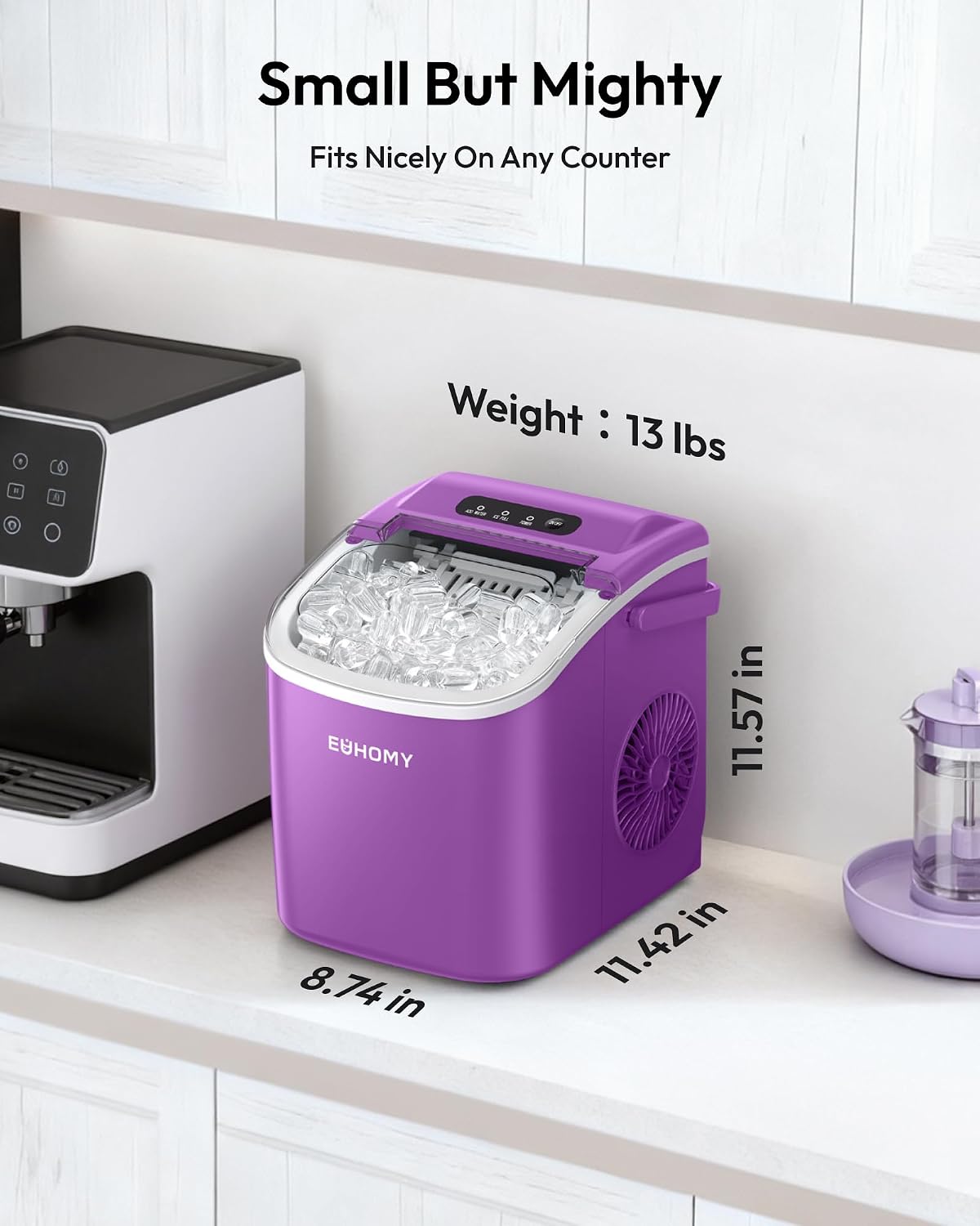 Thumbnail 6 de EUHOMY IM-06E Countertop Ice Maker with Handle, Bullet Ice and Auto-Cleaning
