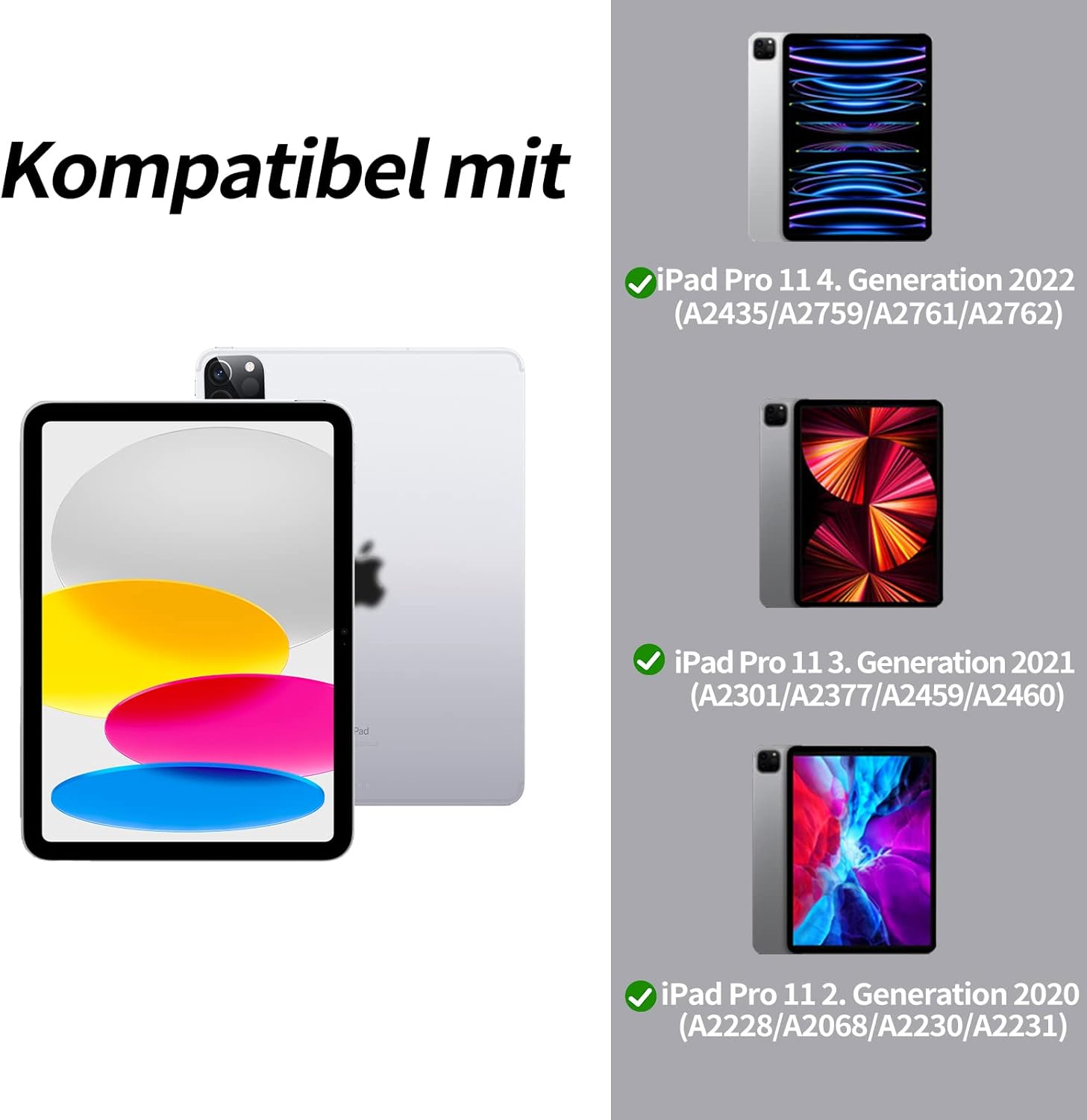 Thumbnail 1 de aoub Hülle für iPad Pro 11 Zoll (2./3./4. Gen, 2020–2022) mit Stifthalter – Weiche Silikonhülle, Pencil 2 Ladefunktion, Auto Sleep/Wake