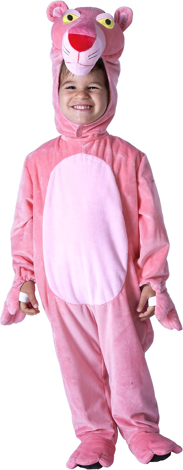 Detalle de Pink Panther pluszowy kostium dziecięcy 5–7 lat z czapką i odpinanym ogonem