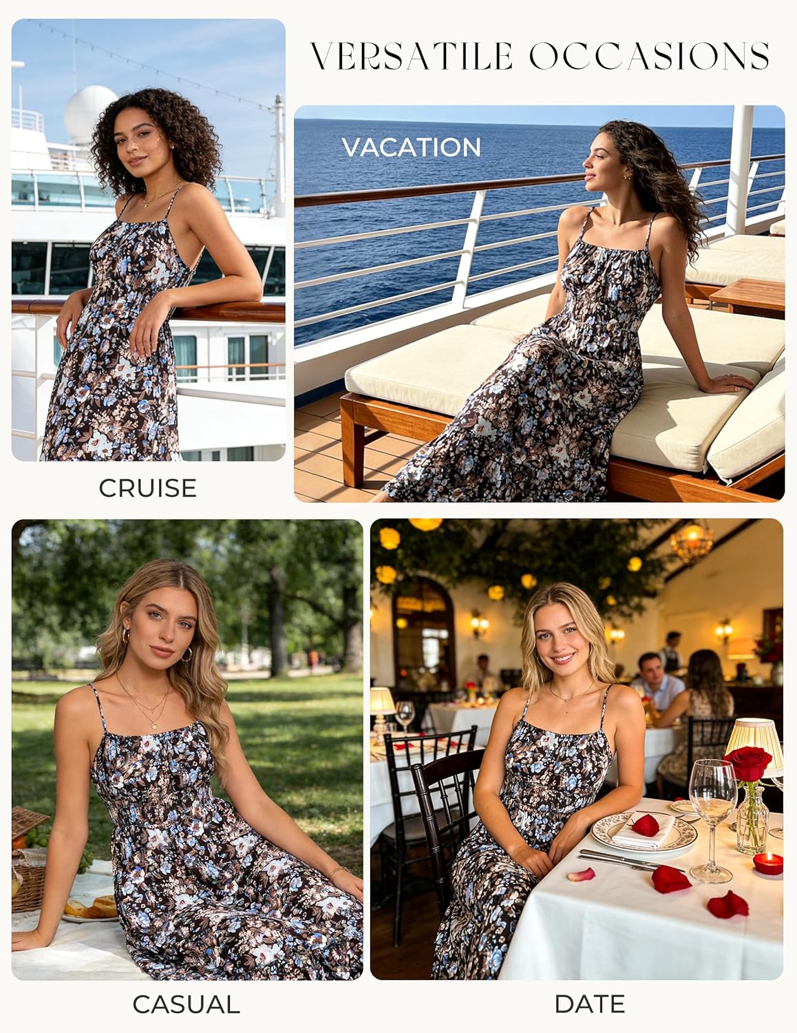 Thumbnail 1 de GRACE KARIN Smocked Floral Maxi Dress with Pockets — Summer Vacation Boho Sundress (2026)