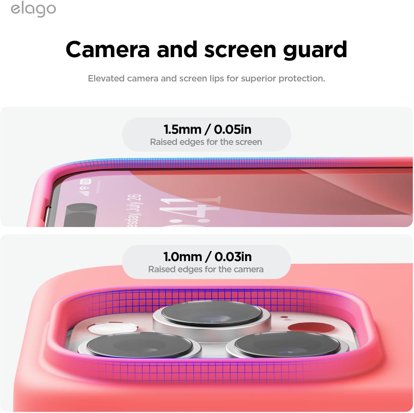 Detalle de elago iPhone 16 Pro Liquid Silicone Case (Full Body, Shockproof) – Pink, 6.3 inch
