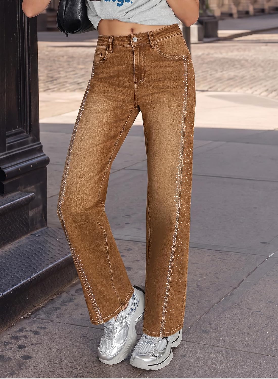 Detalle de Sidefeel Women's Wide-Leg Jeans