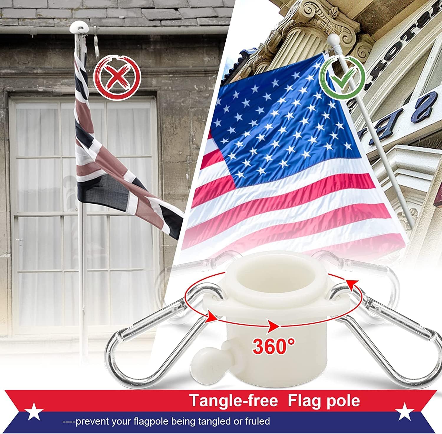 Detalle 2 de cogardenshower 5ft Flagpole Kit, 1-Inch Metal Pole with Two-Angle Mount