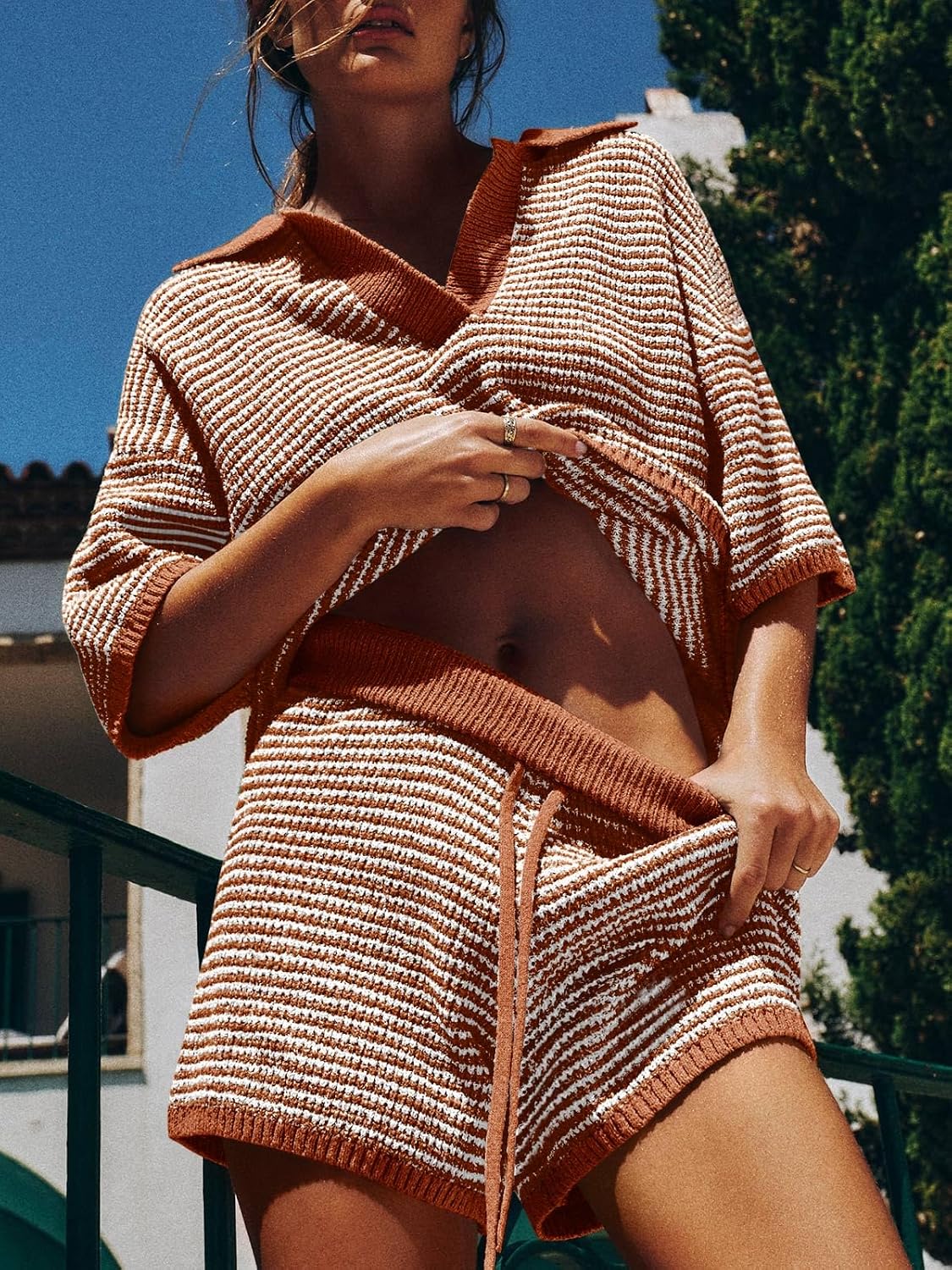 Detalle 2 de Tankaneo Sweater Set High Waisted Shorts 2PC Outfit