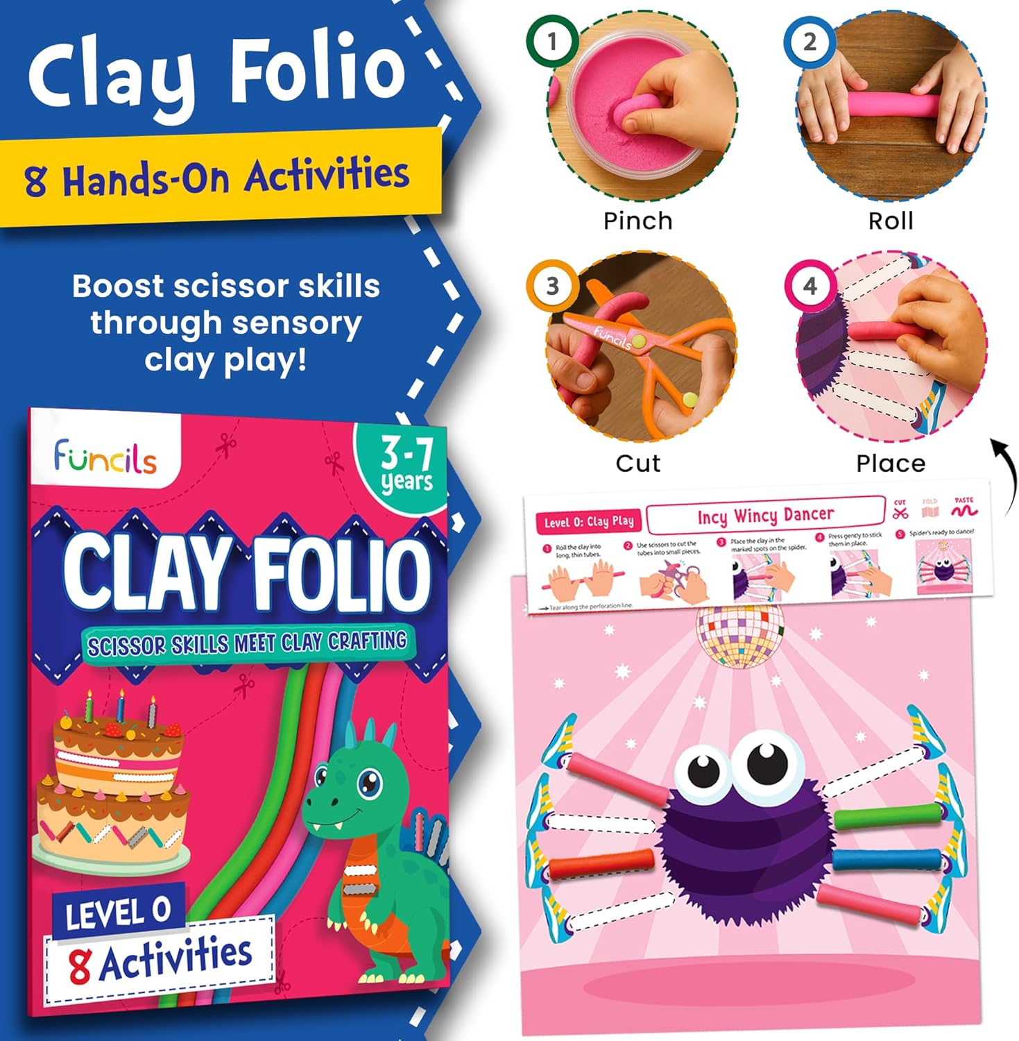 Thumbnail 4 de Funcils Toddler Scissors Skills with Air Clay – 2 Preschool Safety Scissors & Activity Books (ages 3–7)