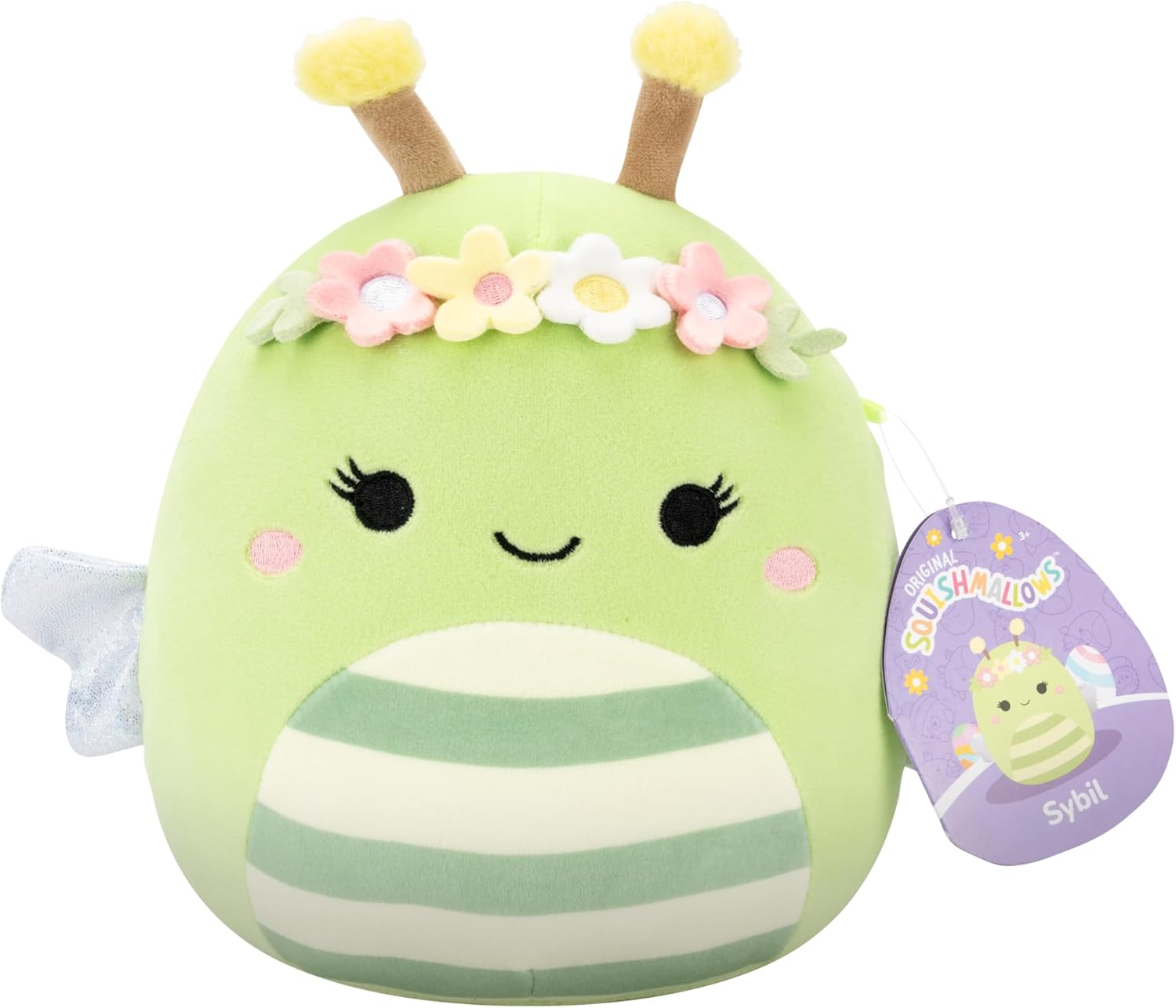 Detalle de Squishmallows Original 14in Sybil The Green Bee with Flower Crown – Official Jazwares Plush (Large)