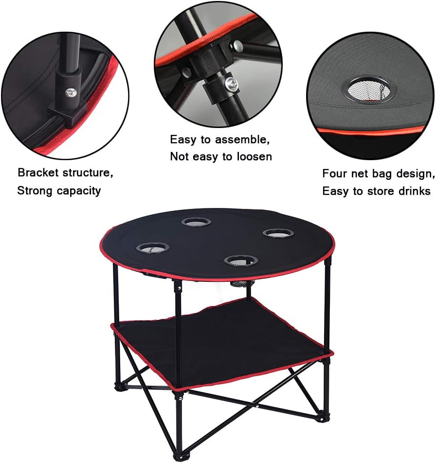 Thumbnail 4 de LEADALLWAY Camping Table Folding Picnic Table with 4 Cup Holders and Carrying Bag