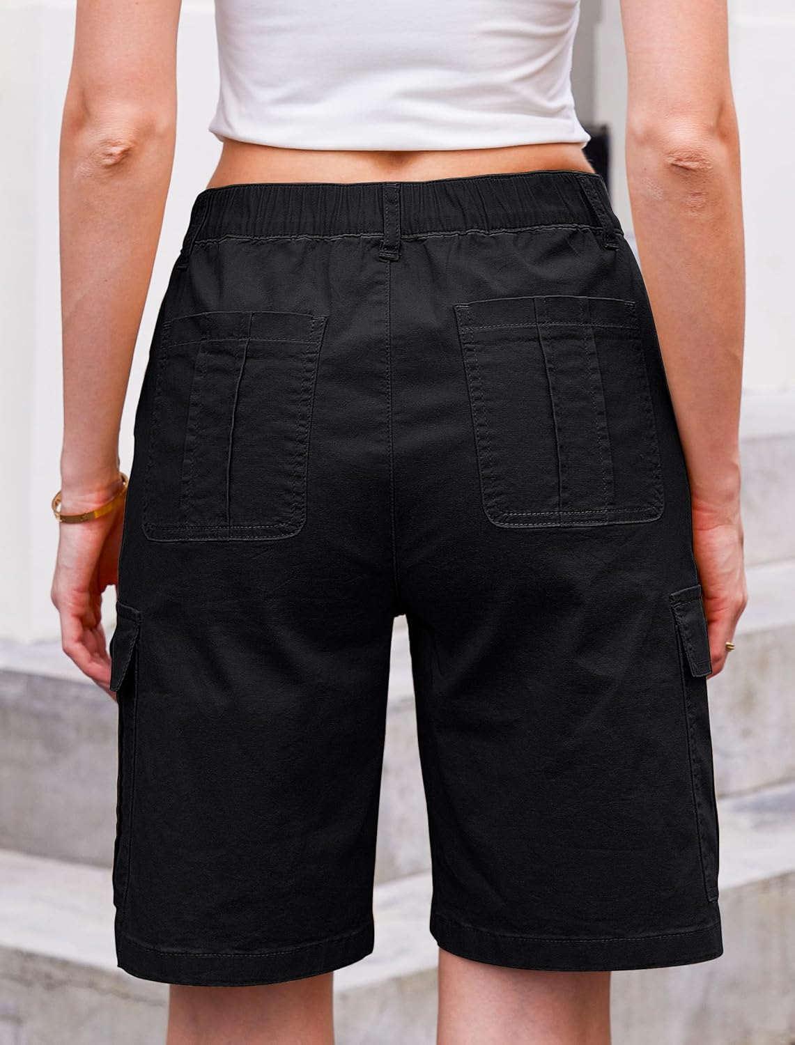 Thumbnail 1 de Eddoyee Bermuda Cargo Shorts for Women – High-W rise, Stretchy, 6 Pockets, Knee-Length