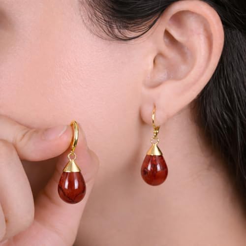Thumbnail 1 de GEMPIRES NATURE’S TREASURE Natural Gemstone Drop Dangle Earrings, Red Jasper