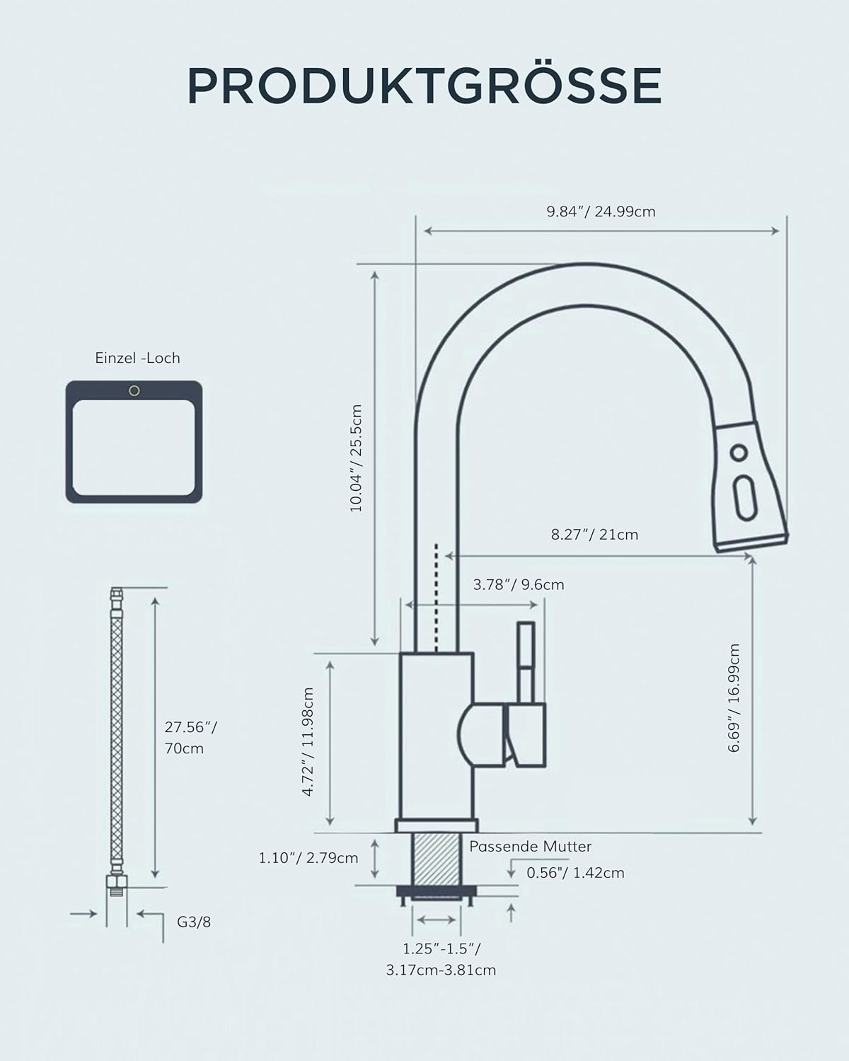 Thumbnail 4 de FORIOUS Küchenarmatur mit Ausziehbrause (360°), 2 Strahlarten, versenkbar – gebürstetes Gold