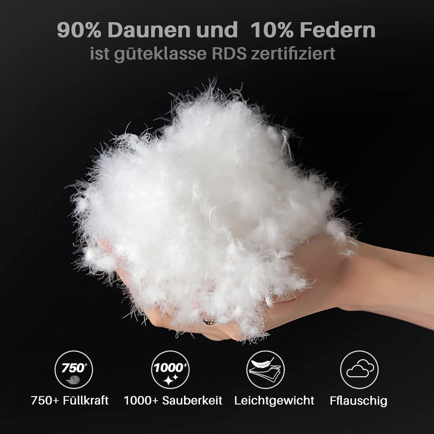 Detalle de Homyrium Daunendecke 155x220 Winter – 90% Daunen, 10% Federn, OEKO-TEX & RDS