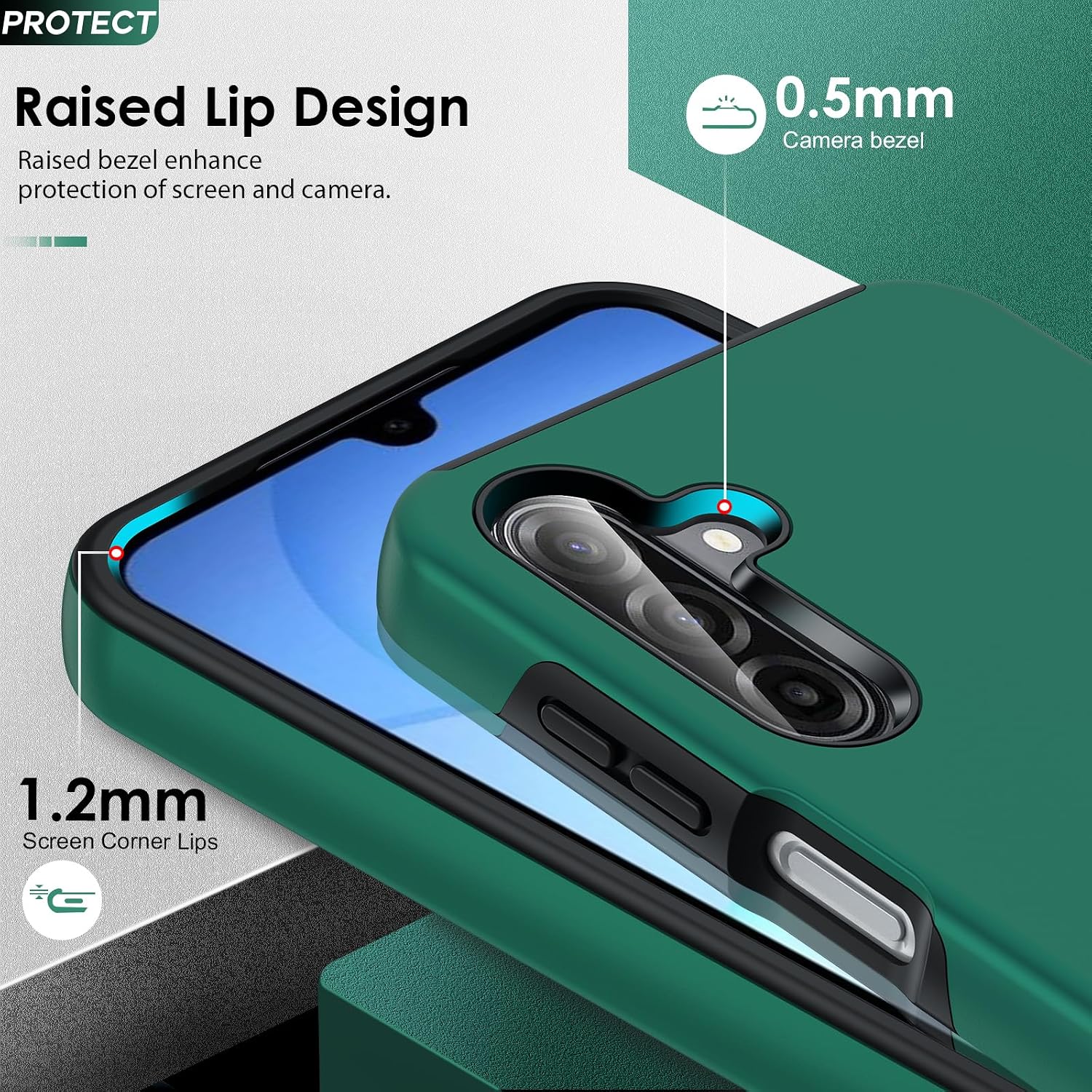Detalle de LeYi Galaxy A17 Case with 2 Tempered Glass Protectors and Built‑in Ring Stand