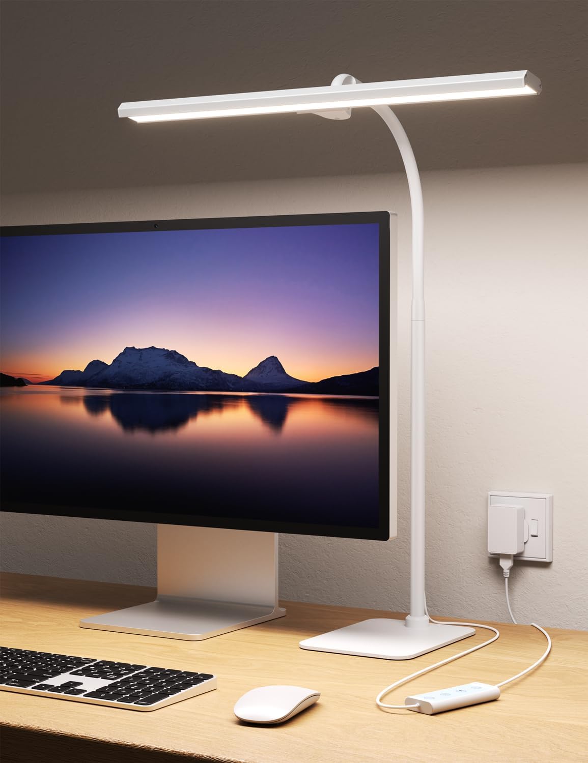 Thumbnail 6 de Kary 24W LED Desk Lamp with USB charging, dimming & remote control (white)