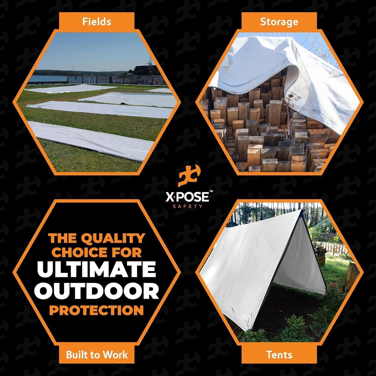 Thumbnail 1 de Heavy Duty White Poly Tarp 20' x 40' by Xpose Safety
