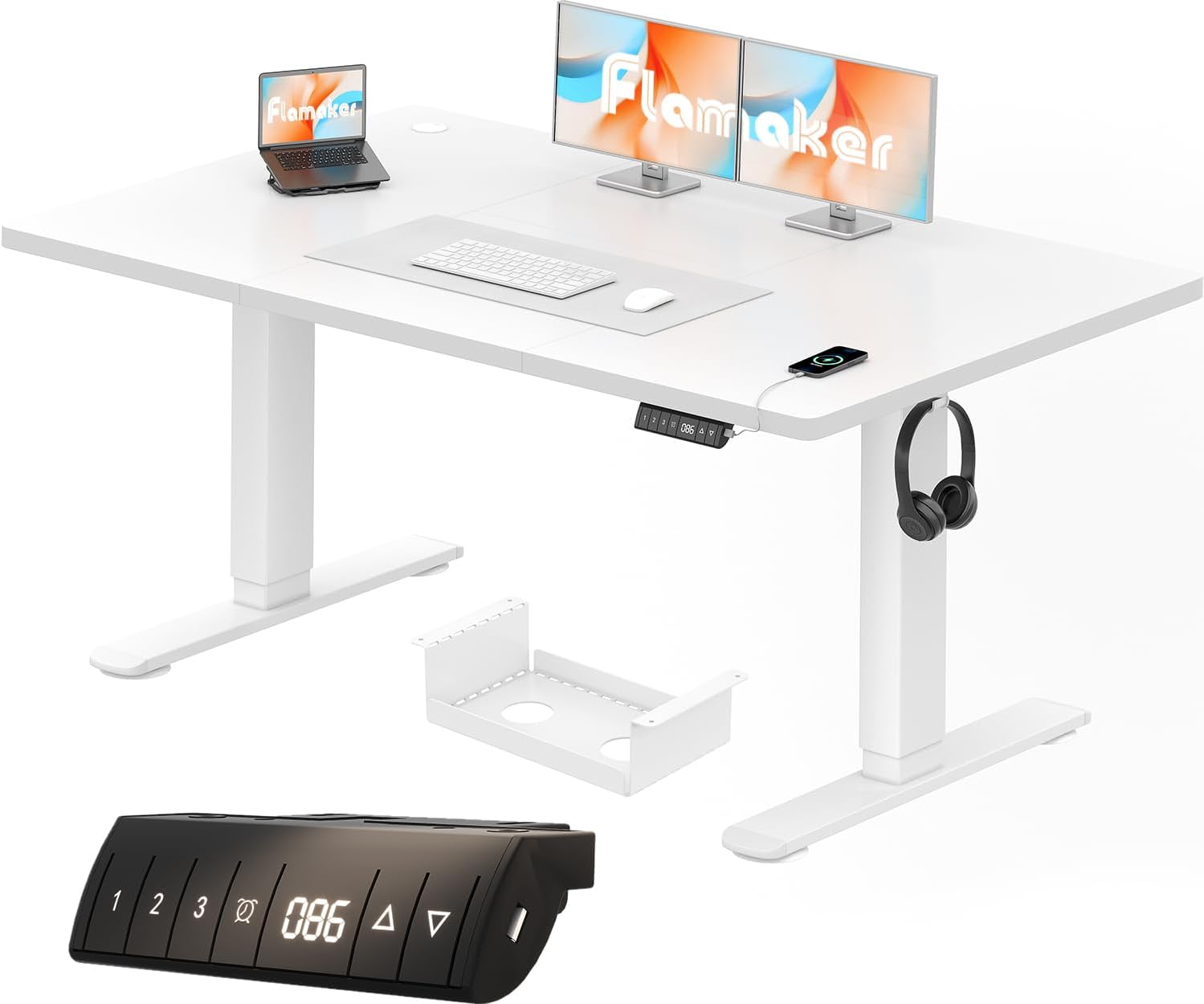 Flamaker Höhenverstellbarer Schreibtisch 140 x 70 cm mit Memory